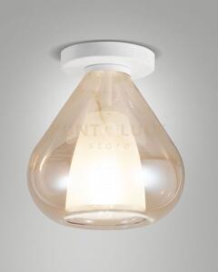 Lila plafoniera 1 luce ambra in vetro con struttura in metallo bian