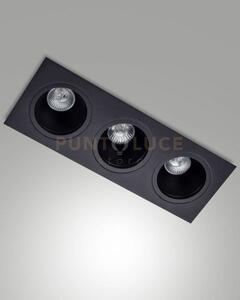 Leon cornice di faretti incasso 3 luci nera attacco gu10 35,5x12,8cm