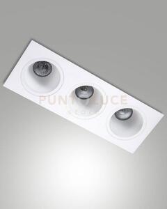 Leon cornice di faretti incasso 3 luci bianca attacco gu10 35,5x12,8cm
