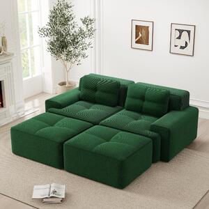 Divano modulare "Cloud" a 2 posti, colore verde, forma a "U", con poggiapiedi, dimensioni 204x177x69 cm, facile da montare e adatto agli animali domestici