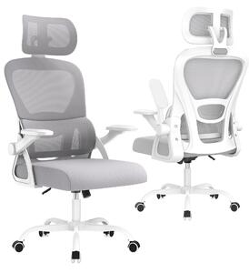 Sedia da ufficio ergonomica, sedia da scrivania con poggiatesta e braccioli regolabili, supporto lombare a forma di C, sedia girevole, sedie da ufficio con funzione oscillante
