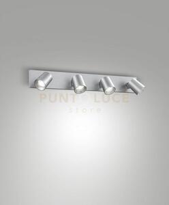 Modo spot alluminio spazzolato 4 luci orientabile attacco gu10 ip20