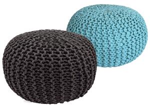 Set di 2 pouf a maglia pouf sedile pouf sedile pouf cuscino da terra Ø 55cm grigio/menta