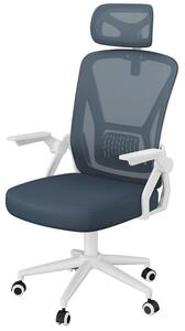 Sedia da ufficio ergonomica, regolabile in altezza, rivestimento in rete traspirante, girevole a 360° con funzione oscillante, grigio scuro