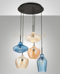 Olbia sospensione 5 luci ambra azz.champagne 3725-49-363
