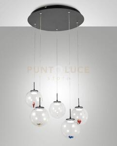 Ariel sospensione traspararente/ assortiti 5luci tonda a led cct 27