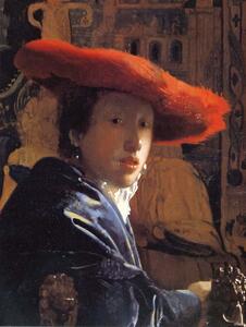 Jan (1632-75) Vermeer - Stampa artistica Girl with a Red Hat c 1665, (30 x 40 cm)