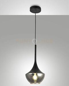 Apollo sospensione nera 1 luce attacco e27 d.20cm in metallo e vetro