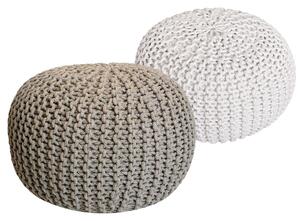 Set di 2 pouf a maglia pouf sedile pouf sedile pouf cuscino da terra Ø 55cm beige/bianco