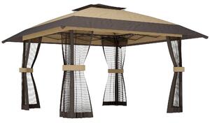 Outsunny Gazebo Pieghevole Gazebo da Giardino Pop Up con Zanzariere, 4x4 m, Cachi | Aosom Italy