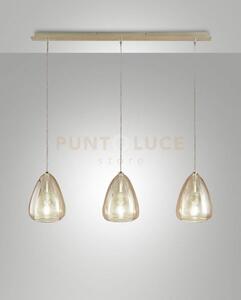 Britton lampadario a sospensione in vetro ambra d.22cm 3 luci atta