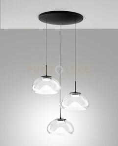 Brena sospensione trasparente 3 luci tonda a led cct 2700k - 3000k 