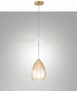 Britton lampadario a sospensione in vetro ambra d.22cm 1 luce atta
