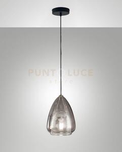 Britton lampadario a sospensione in vetro fume' d.22cm 1 luce atta