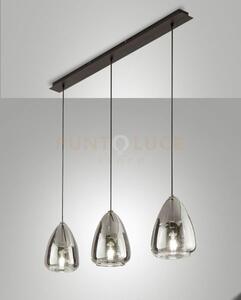 Britton lampadario a sospensione in vetro fume' d.22cm 3 luci atta