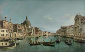 (1697-1768) Canaletto - Riproduzione The Grand Canal in Venice with San Simeone Piccolo and the Scalzi church, (40 x 24.6 cm)