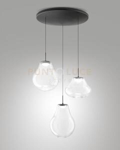 Deva sospensione trasparente 3 luci tonda a led cct 2700k - 3000k -