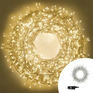Catena di luci 25 metri da 500 Led Bianco Caldo con cavo trasparente Wisdom