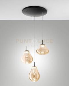 Deva sospensione ambra 3 luci tonda a led cct 2700k - 3000k - 4000k