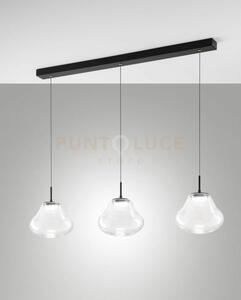 Deva sospensione trasparente 3 luci lineare a led cct 2700k - 3000