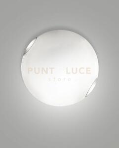 Fox plafoniera d.40 bianco 2 luci attacco e27 in metallo e vetro