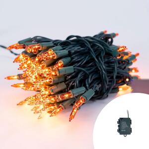 Catena di luci Vintage 10 metri da 100 Led Arancione con cavo verde a batteria Wisdom
