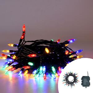 Catena di luci Vintage 10 metri da 100 Led Multicolore con cavo verde a batteria Wisdom