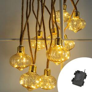 Catena decorata con 10 Lanterne luminose a Led Bianco Caldo 4,5 metri a batteria Wisdom