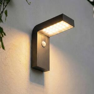 Prios applique a LED solare Aurino, nera, sensore, IP44 Aurino PRIOS, Nero, Alluminio
