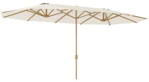 Outsunny Ombrellone Doppio con Apertura a Manovella, in Acciaio Inox e Poliestere, 455x265x238 cm, Beige