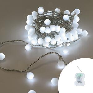 Catena decorata con 60 Perle a Led Bianco Freddo 9 metri cavo trasparente a batteria Wisdom