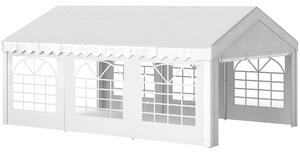 Outsunny Gazebo da Esterno Tendone per Feste Matrimonio Telaio in Acciaio Bianco (6m x 4.05m x2.8m)|Aosom