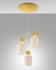 Lapo lampada a sospensione cognac 3 luci tonda a led 3000k - 36w - 