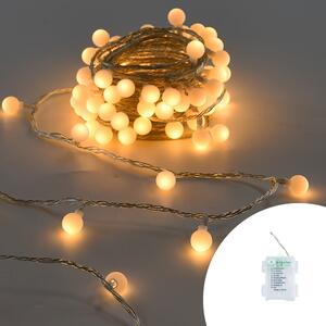 Catena decorata con 60 Perle a Led Bianco Caldo 9 metri cavo trasparente a batteria Wisdom