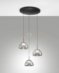 Lucille sospensione fume' 3 luci in vetro attacco tondo a led cct 2