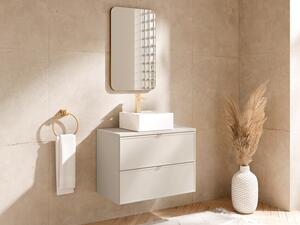 Mobile bagno sospeso con lavabo da appoggio quadrato Beige 80 cm - ONDIL