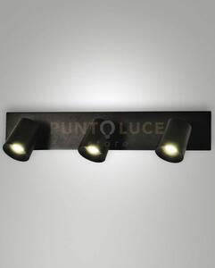 Modo spot nero 3 luci alluminio spazzolato orientabile attacco gu