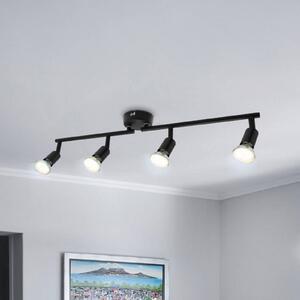 B.K. Licht Plafoniera Jade, nero, 4 luci, GU10 LED, 3.000 K Jade, Nero, Soggiorno / Sala da pranzo, Metallo, Moderno, Downlight