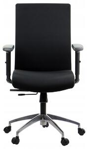 Sedia da ufficio ergonomica girevole RIVERTON F/L/AL, braccioli regolabili, base in alluminio, seduta scorrevole (avanti-indietro), nero