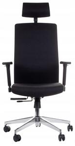Sedia da ufficio ergonomica girevole ZN-807-C, braccioli regolabili, poggiatesta, base in alluminio, seduta scorrevole (avanti-indietro), nero