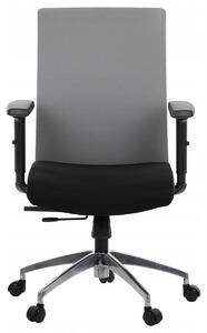 Sedia da ufficio ergonomica girevole RIVERTON F/L/AL, braccioli regolabili, base in alluminio, seduta scorrevole (avanti-indietro), nero/grigio