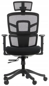 Sedia da ufficio girevole ergonomica TREX, base in nylon, braccioli regolabili, seduta scorrevole (avanti-indietro), nero