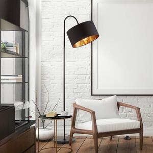 B.K. Licht Lampada da terra Kari, Nero, Soggiorno / Sala da pranzo, Tessuto / Stoffa / Seta, Moderno, Lampada da terra