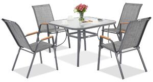 Mobili da giardino in metallo per 4 persone Modena/Bitonto con tavolo quadrato Garden Point grigio