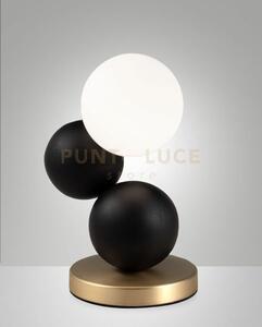 Micky lampada da tavolo nera 1 luce in metallo vetro legno attacco 