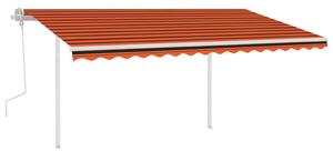 Tenda da Sole Retrattile Manuale LED 4,5x3 m Arancione Marrone