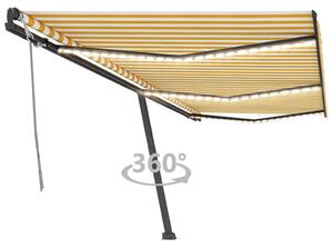 Tenda da Sole Retrattile Manuale LED 600x350 cm Gialla e Bianca