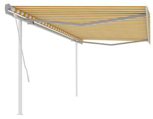 Tenda da Sole Retrattile Manuale con Pali 5x3 m Gialla e Bianca