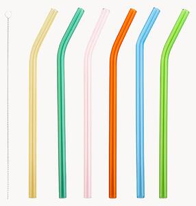 Set di cannucce in vetro borosilicato con scovolino Colors, set da 7