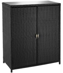 Tectake armadio da giardino in rattan monza, telaio in alluminio, 4 scomparti